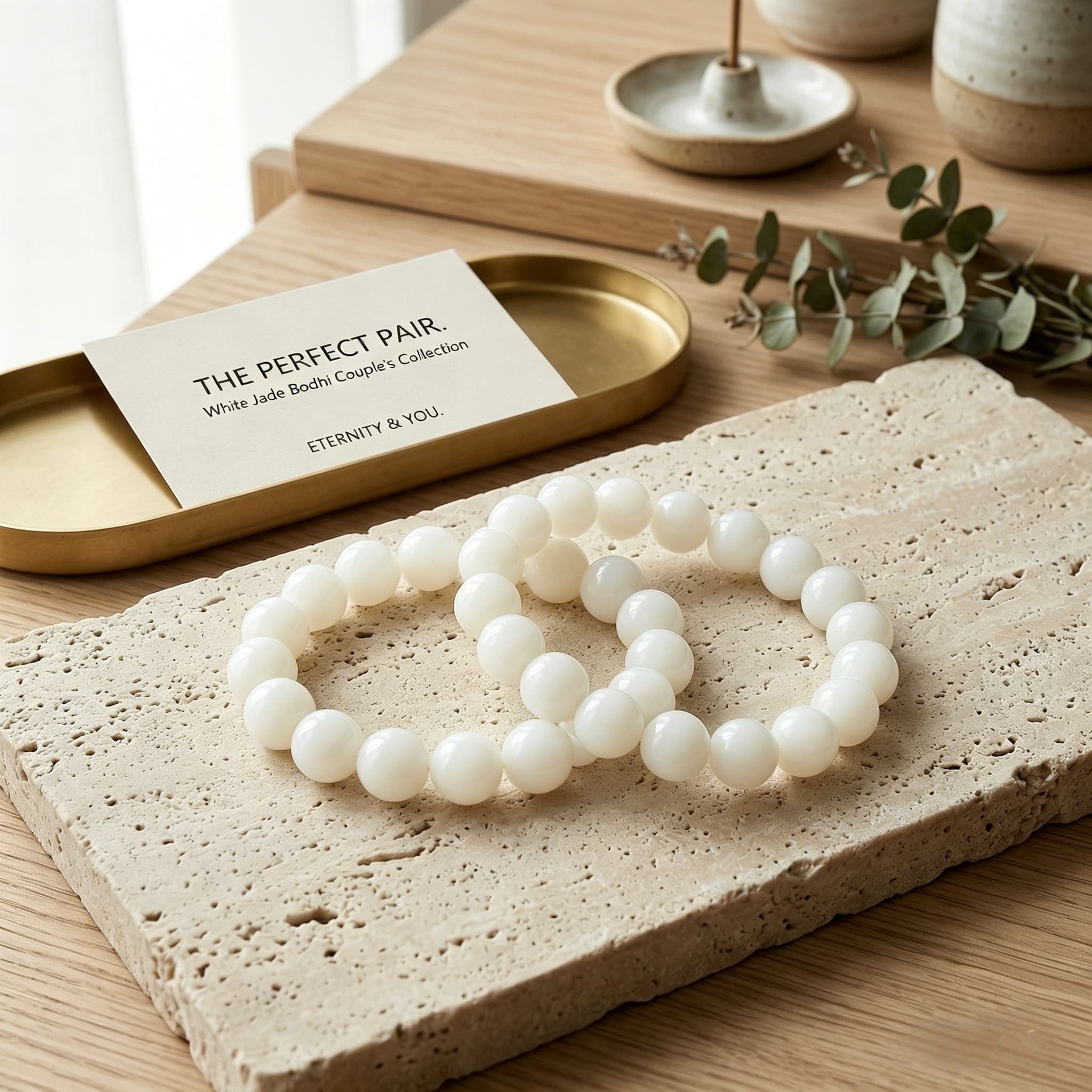 Zen Awakening | Natural White Bodhi Seed Bracelet for Mindfulness & Inner Peace (His & Hers)