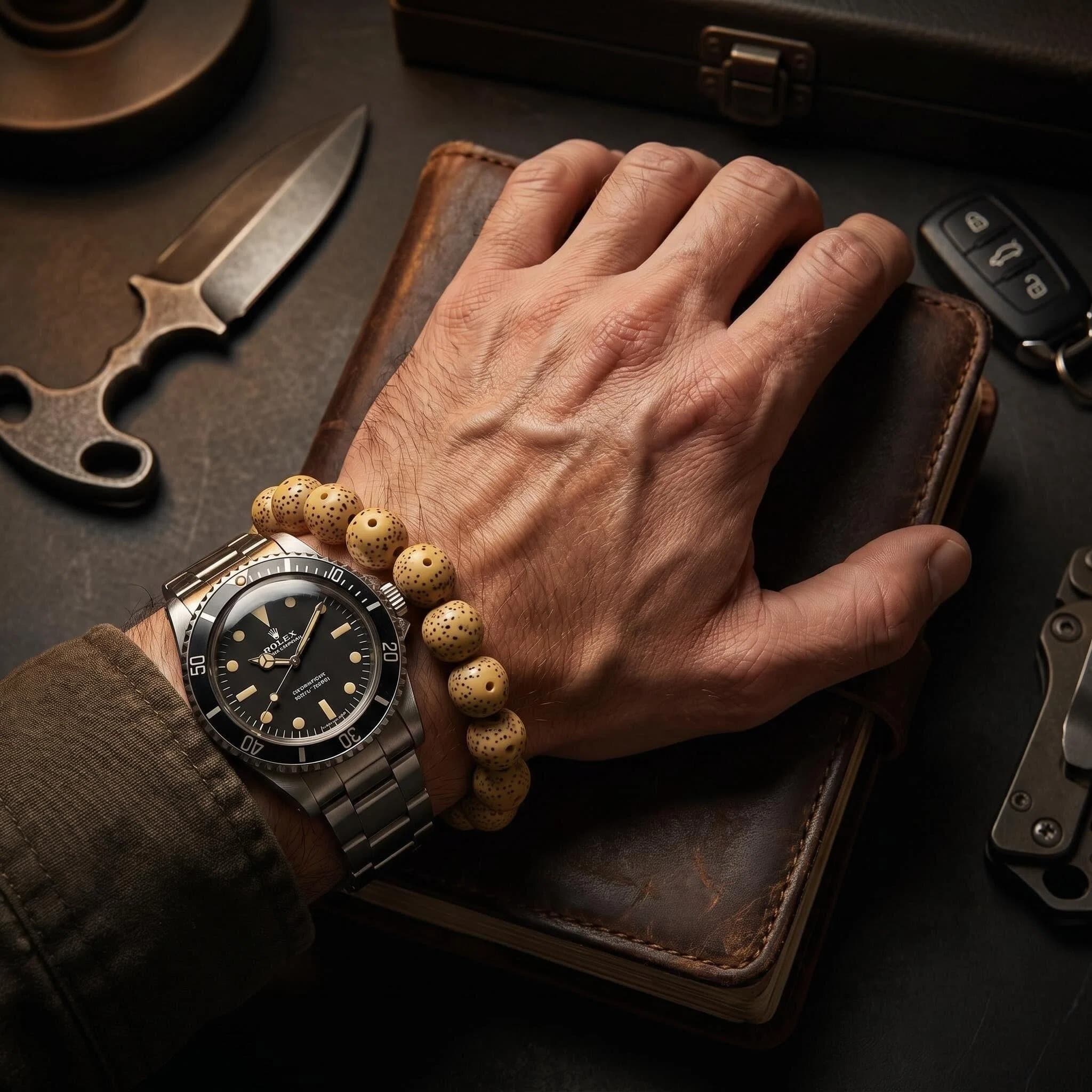 Natural Star Moon Bodhi Seed Bracelet | Premium Aged Ivory Meditation Mala | Boho Zen Jewelry